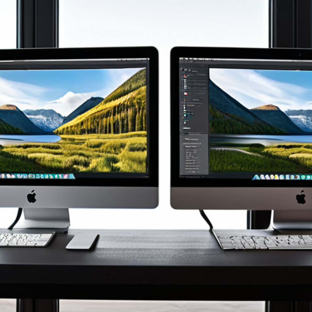 Here are two professional image prompts for Stable Diffusion XL, focusing on the concepts of multi-monitor setups with a MacBook for enhanced productivity, as described in the provided text: