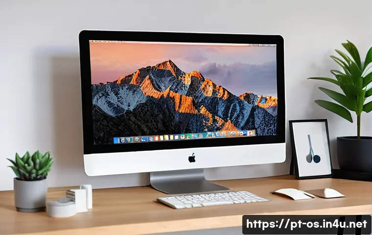 macOS의 Dock 사용자화 방법 - **Prompt:** "A minimalist, modern workspace featuring a sleek Apple iMac on a light wooden desk. The...