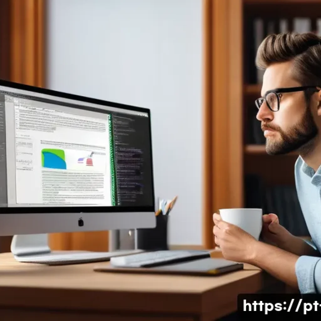 리눅스 터미널 명령어 초보자 가이드 - A detailed and realistic digital illustration of a young professional in a cozy home office environm...