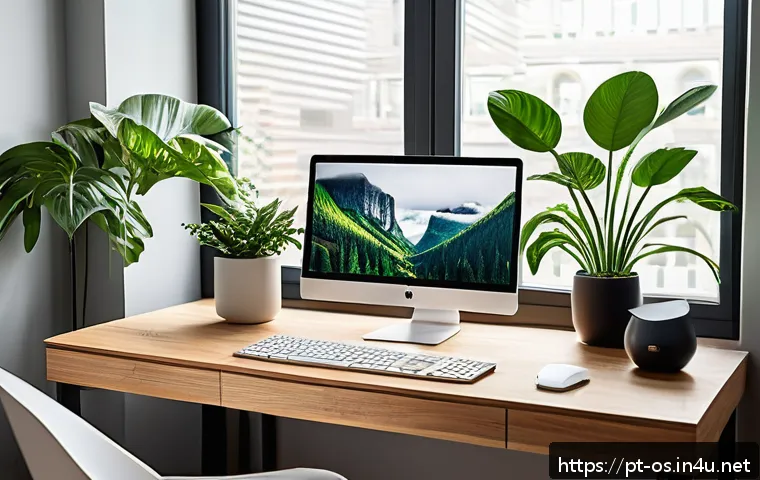 운영체제별 스토리지 관리 도구 - A modern home office setup featuring a sleek Windows 11 desktop screen displaying the Storage Sense ...